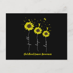 Cartão Postal De Anúncio Faith Hope ama Cancer de infância de girassol