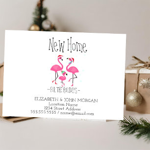 Cartão Postal De Anúncio Família de Flamingos Rosa Chapéu de Papai Noel Nov