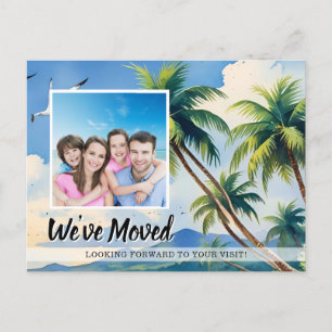 Cartão Postal De Anúncio Família Tropical Palm Tree Mudamos