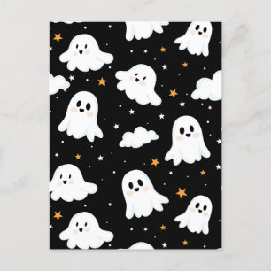 Cartão Postal De Anúncio Fantasma Assustadoramente Fofo de Halloween Céu Es