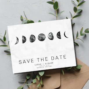 Cartão Postal De Anúncio Fases da Lua Cartão de Save the Date Casamento Már