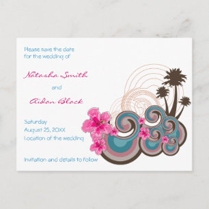 Cartão Postal De Anúncio fatin Tropical Waves Hibiscus Salvar Data