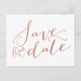 Cartão Postal De Anúncio Faux Rosa Gold Foil | Salvar o Cartão-postal de da