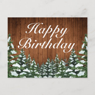 Cartão Postal De Anúncio Feliz Aniversário da Floresta Neve Feliz