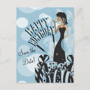 Cartão Postal De Anúncio Feliz aniversário Diva Girl  DIY Nome  Aqua