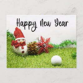 Cartão Postal De Anúncio Feliz ano novo de golfe com Snowman para golfista