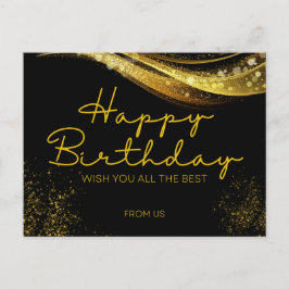 Cartão Postal De Anúncio Feliz cartão de aniversário em ouro e preto