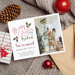Cartão Postal De Anúncio Feliz Natal da Nova Casa Foto Mudança