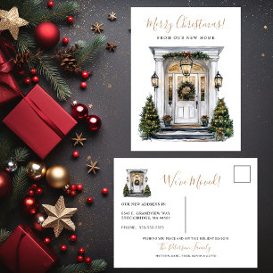 Cartão Postal De Anúncio Feliz Natal Nova Casa Frente à Porta de Entrada Mu