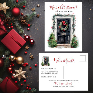 Cartão Postal De Anúncio Feliz Natal Nova Casa Frente à Porta de Entrada Mu