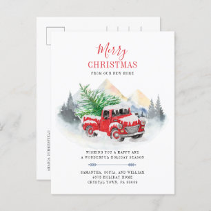 Cartão Postal De Anúncio Feliz Natal Novo Endereço Feriado em Movimento