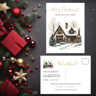 Cartão Postal De Anúncio Feliz Natal Rustic Nova Movimentação para Casa