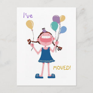 Cartão Postal De Anúncio Feliz Rindo de Mulher Mudança de Endereço