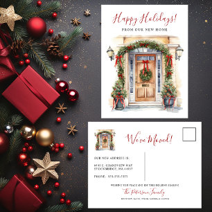 Cartão Postal De Anúncio Felizes Festas Nova Casa Frente à Porta da Frente 