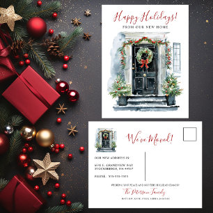 Cartão Postal De Anúncio Felizes Festas Nova Casa Frente à Porta da Frente 