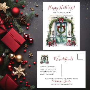 Cartão Postal De Anúncio Felizes Festas Nova Casa Frente à Porta da Frente 