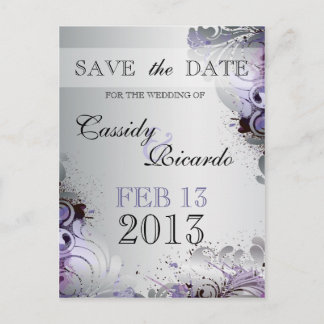 Cartão Postal De Anúncio Feng Shui Flourish de tons roxos e prateados