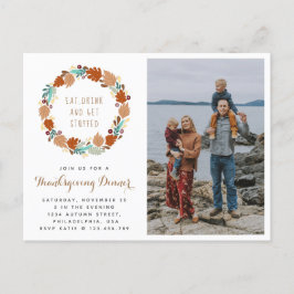 Cartão Postal De Anúncio Feriado de Fall Wreath Jante de Ação de Graças