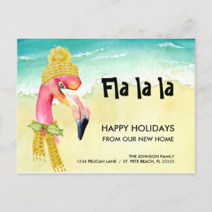 Cartão Postal De Anúncio Feriado Movendo o Natal Flamingo Nova Casa