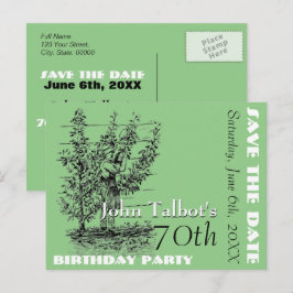 Cartão Postal De Anúncio Festa de 70 anos do jardineiro Salvar a data