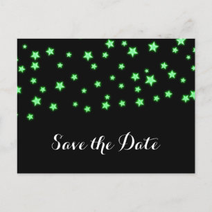 Cartão Postal De Anúncio Festa de Aniversário das Estrelas Verde Brilhantes