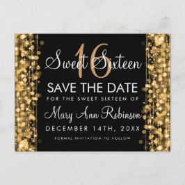 Cartão Postal De Anúncio Festa de Aniversário de 16 Anos Save The Date com 