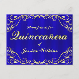 Cartão Postal De Anúncio Festa de Aniversário Elegante Soberbo Quinceanera 