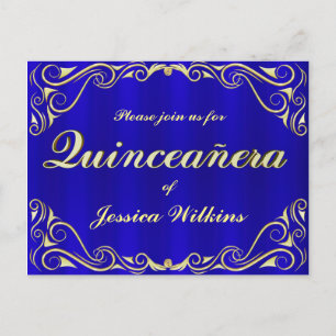 Cartão Postal De Anúncio Festa de Aniversário Elegante Soberbo Quinceanera 