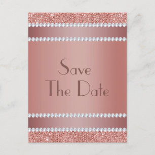 Cartão Postal De Anúncio Festa de aniversário Glitzy Rosa Dourado e Diamond