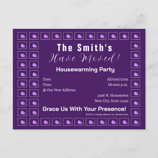 Cartão Postal De Anúncio Festa de Aquecimento da Casa com Flores de Primave (Frente)