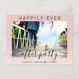 Cartão Postal De Anúncio Festa de Casamento com Foto e Brilho Rosa Eterno