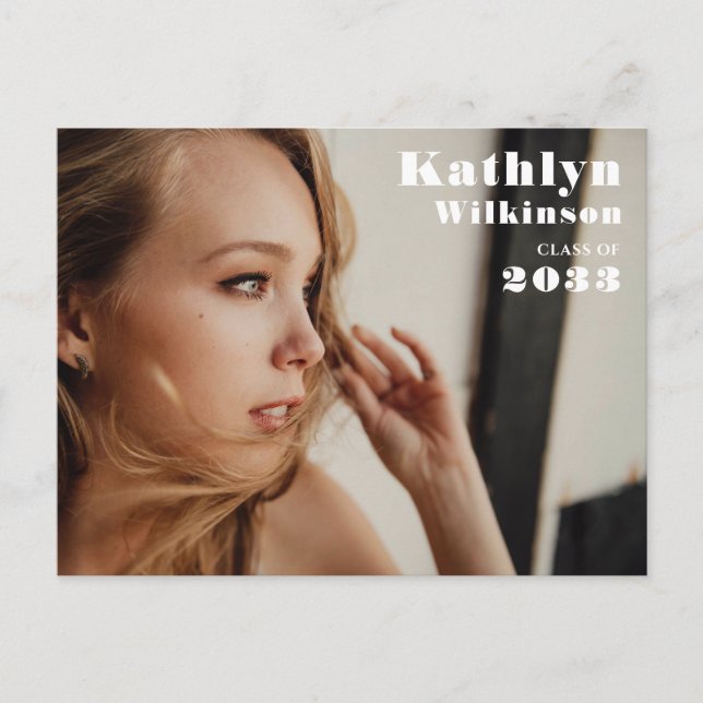 Cartão Postal De Anúncio Festa de Formatura Chic Foto Minimalista Moderna (Frente)