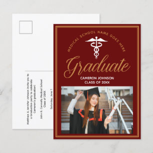 Cartão Postal De Anúncio Festa de Formatura da Escola de Medicina Maroon Go