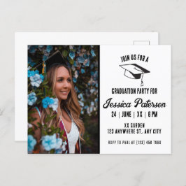 Cartão Postal De Anúncio Festa de Formatura Rústica Foto Estilo Moderno Vin