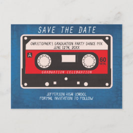 Cartão Postal De Anúncio Festa de formatura Salve A Data Da Música Da Fita
