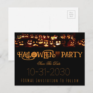 Cartão Postal De Anúncio Festa de Halloween Personalizada Salve a Data Abób