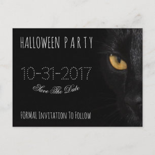 Cartão Postal De Anúncio Festa de Halloween Personalizada Salve a Data Gato