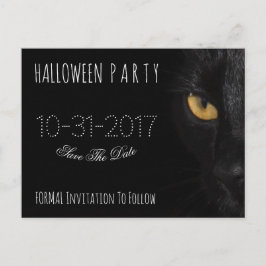 Cartão Postal De Anúncio Festa de Halloween Personalizada Salve a Data Gato
