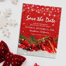 Cartão Postal De Anúncio Festa de Natal com Purpurina Vermelha - Salve a Da