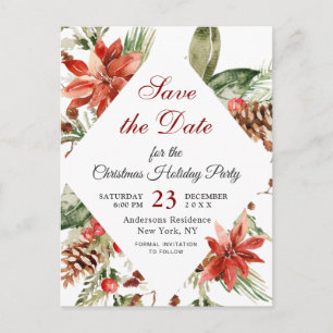 Cartão Postal De Anúncio Festa de Natal de Férias de Poinsettia Salvar a Da