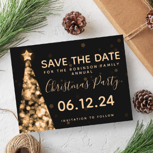 Cartão Postal De Anúncio Festa de Natal Moderna em Dourado e Preto - Salve