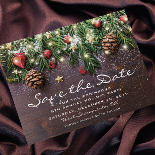 Cartão Postal De Anúncio Festa de Natal Rústica Salve a Data