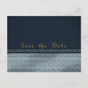 Cartão Postal De Anúncio Festa de Save the Date Glam Bling Denim & Diamonds