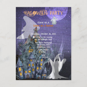 CARTÃO POSTAL DE ANÚNCIO FESTA HALLOWEEN GHOST COSTUME