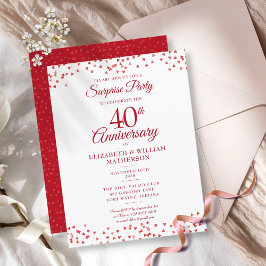 Cartão Postal De Anúncio Festa Surpresa de 40 Anos de Casamento Coração de