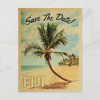 Fiji Salva A Árvore De Palma Da Praia Da Vintage