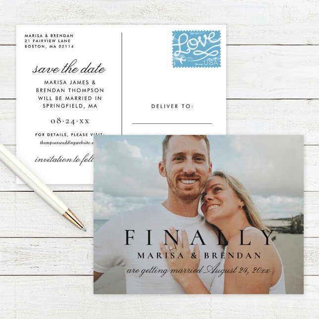 Cartão Postal De Anúncio Finalmente Foto Casamento Salvar a Data (Criador carregado)