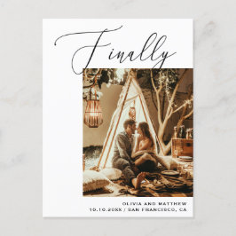 Cartão Postal De Anúncio Finalmente Minimalista Foto Casamento Salve a Data