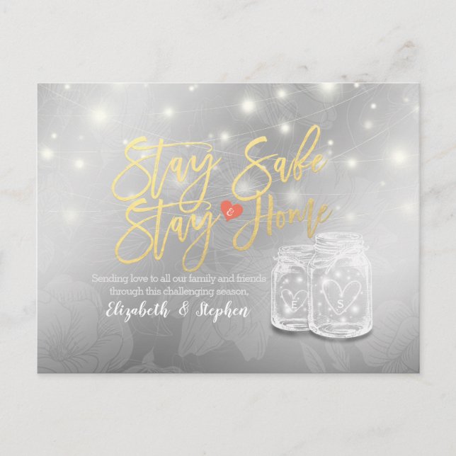 Cartão Postal De Anúncio Fique em Casa Fique Seguro Postergamento de Casame (Frente)