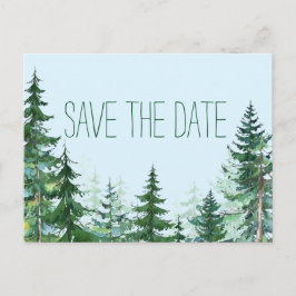 Cartão Postal De Anúncio Fir Tree Weding the Date Card